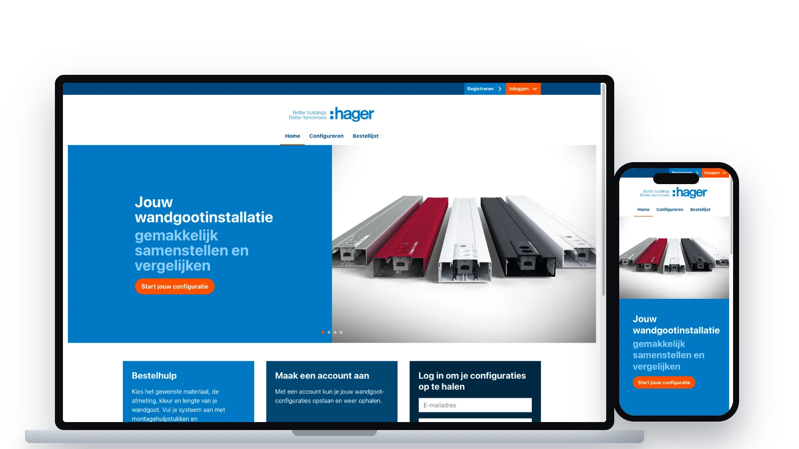 Hager Wandgoot configurator